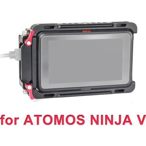 Monitor Cage with Sun Hood for Atomos Ninja V 5" 4K HDMI Monitor with 1/4'' 3/8'' built-in NATO Rail and Extra HDMI Cable Clamp