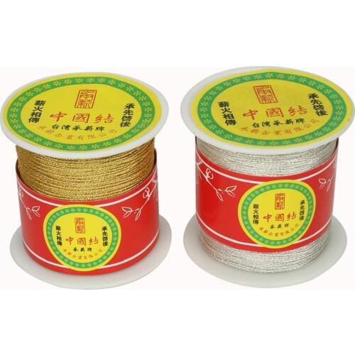 Hot 60Yards & 130Yards Chinese Knot Cord Gold&Silver To Choose (0.5mm-1mm) String Cord for DIY Bracelets Jewelry & Craft Making