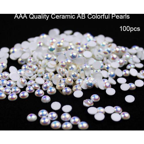 Hot South Korea Imported Highlight Bright AB Colorful Pearls 100pcs Top Level Nail Art Glitter pearls Manicure Decorations Bead