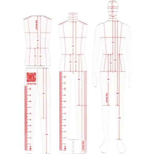 Clothing design Mannequin hand drawing effect style drawing template ruler 3.0 mens and womens suits ruler