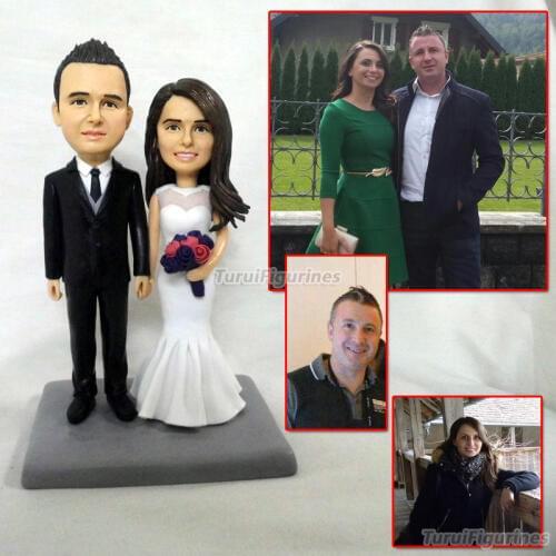 OOAK Miniature art baby dolls for marrage wedding cake topper gifts bride groom polymer clay mini doll from pictures cute sculpt