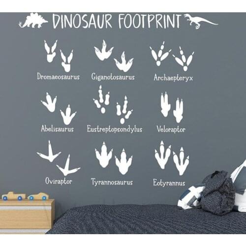 Cartoon Dinosaur Footprint Paw Wall Sticker Baby Nursery Kids Room Jurassic World Park Dino Foot Wall Decal Playroom Vinyl Decor