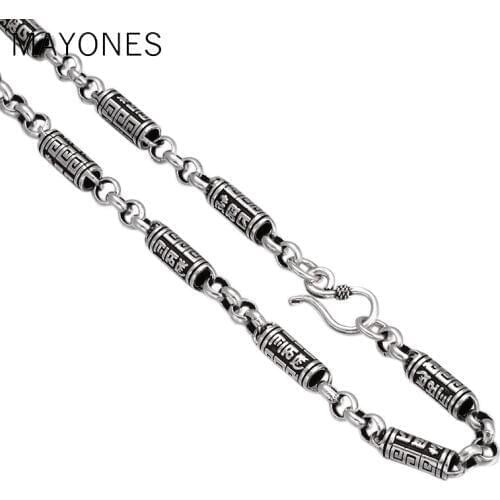 6mm Wholesale 100% Real Pure 925 Sterling Silver Necklace Brand Thick Chain Thai silver long punk Men necklace free shipping