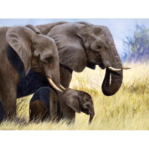 Animals Embroidery Mosaic Elephants Family Diamond Painting Kits Beads Picture Wall Paper Rhinestones Drawing Christmas Gift New