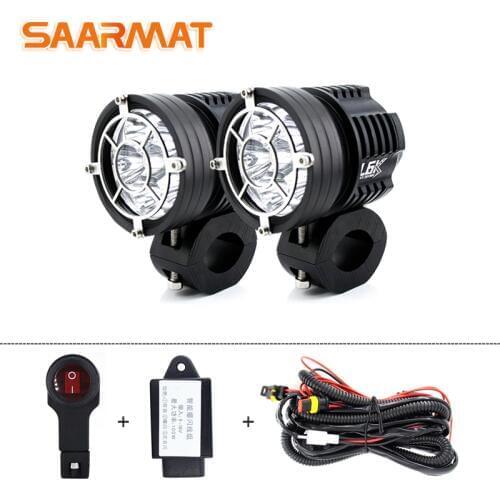 Motorcycle LED Outdoor External High Beam Spot Lights 6500K Head Lamp Universal for Honda Yamaha Cruiser Scooter ATV Marine
