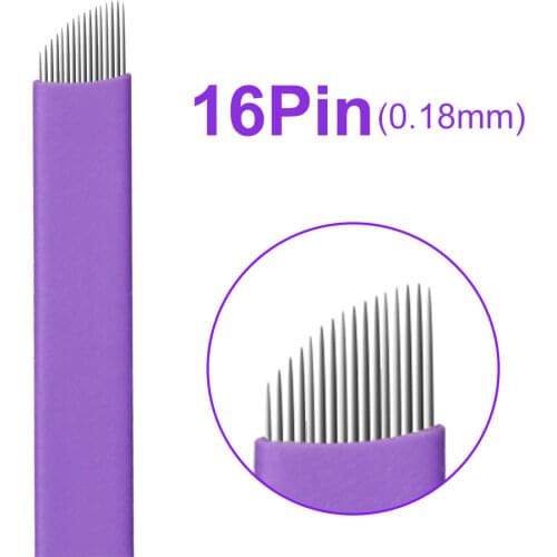 Newest Purple Tattoo needle blade 16pin 0.18mm permanent makeup blades needles for manual pen 16pins microblading needle blade