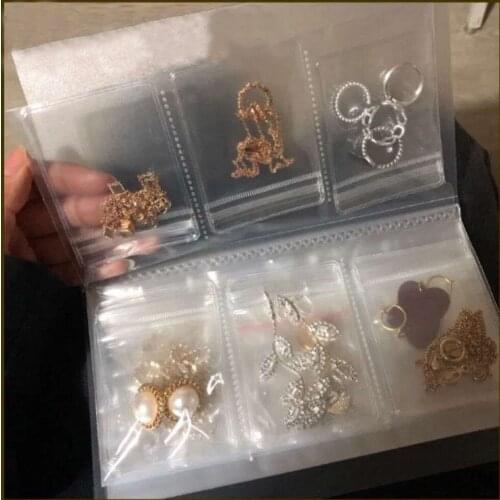 3 inches Jewelry Storage Organizer Foldable Book Album Earrings Chain Rings Display Stand Portable Packaging Holder Collection