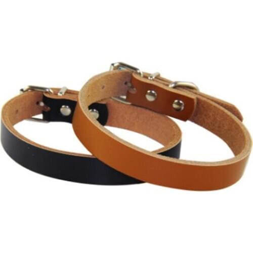 Hot sale Dog accessories Real Cowhide Leather Dog Collars 2 colors 4 sizes Wholesale LX3361