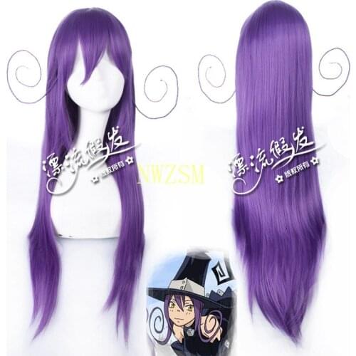 Anime Soul Eater Medusa Blair Cosplay Wig Long Purple Wigs Synthetic Hair Halloween Party Costume Role Play Wigs