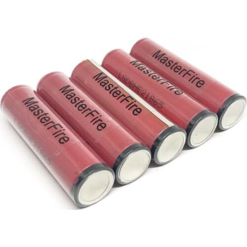 MasterFire 3.6V ICR18650 HE2 18650 2500mAh continuous 20A pulse 35A discharge rechargeable lithium protected battery with pcb
