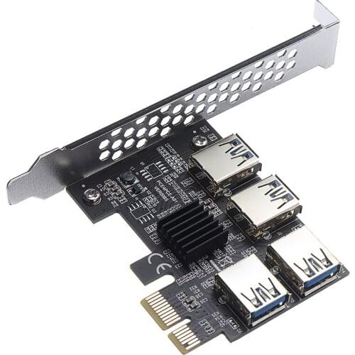 New Arrival 4 Ports PCI-E Riser Adapter Board PCI-E 1x to 4 USB 3.0 PCI-E Fit for all WINDOWS Systems
