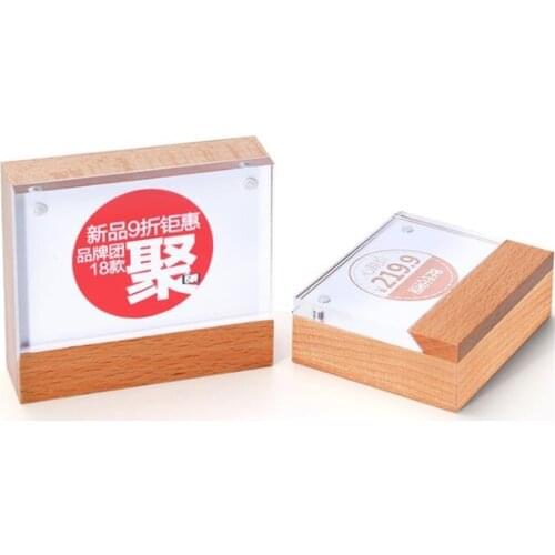 Clear Wooden Menu List Display Holder 100*70mm Acrylic Advertising Poster Photo Picture Sign Frame