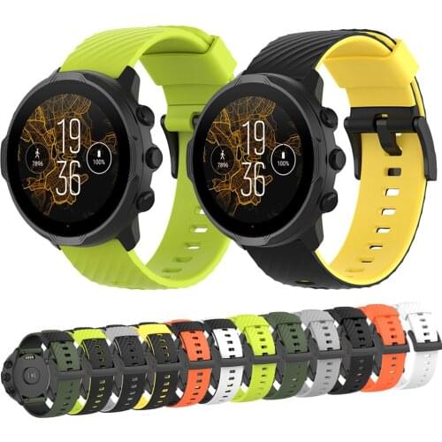 24mm Silicone Watchband For Suunto 9 / baro Spartan Sport Wrist HR Bracelet for Suunto 7 D5 Soft Rubber Watch Strap Wristband