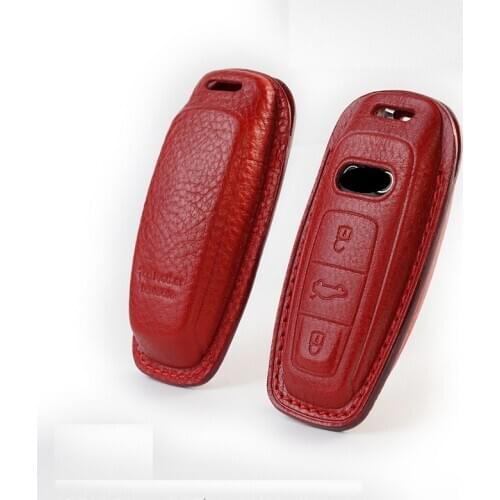 Luxury Genuine Leather Car Remote Key Cover Case Pocket For Audi A6 C8 A7 A8 2018 2019 car key