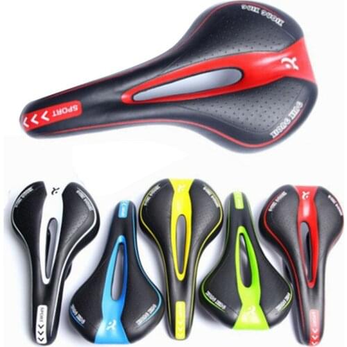 MTB/Road Bicycle Saddle Seat Bike Silicone Cushion Hollow Breathable Cycling Seat Shockproof Bicycle Air Guide Groove Saddle