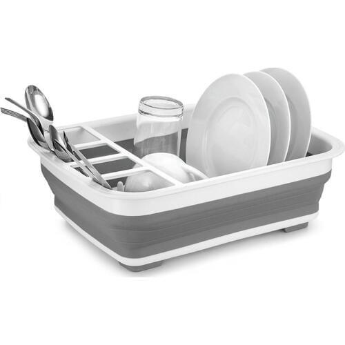 Foldable Dish Rack Kitchen Storage Holder Drainer Bowl Tableware Plate Portable Drying Rack Home Shelf Dinnerware Organizer