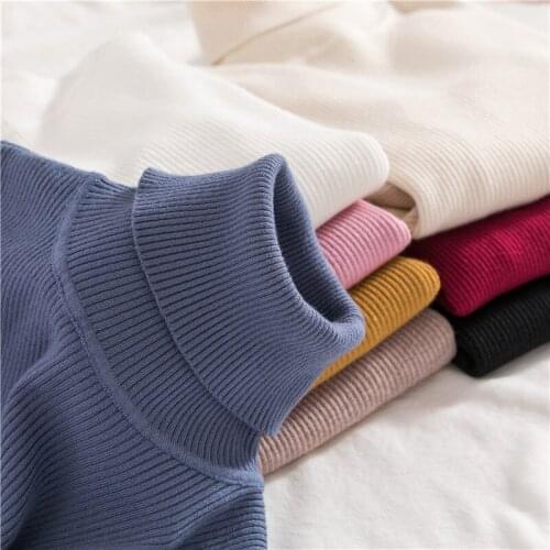New Solid Color Casual Womens Sweaters Autumn and Winter TurtleNeck Knitted Woman Sweaters Pullovers Slim Fit Lady Sweaters
