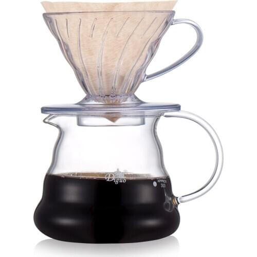 Heat Resistant Coffee Glass Pot V60 Filter Cup Drip American Pot Hand Brewed Coffee Pot Filter Set Filtro Cafe Coffeeware EI50CF