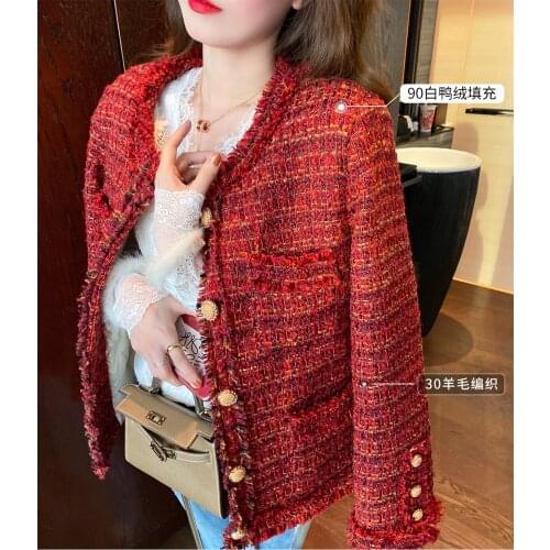 For the Seasons Spring Red Celebrity Short 2021 New Coat Womens Spring and Autumn