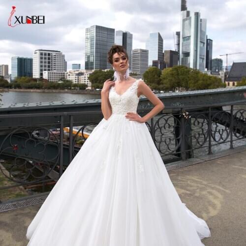 Vestidos De Novia 2020 Wedding Dresses Sleeveless V-Neck Lace Appliques A-Line Bridal Dresses Robe De Mariee