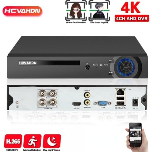 HD 4K AHD Video Surveillance DVR 4 Channel Analog CCTV DVR Security Camera System 8MP 6 in 1 Hybrid Digital Video Recorder XMEYE