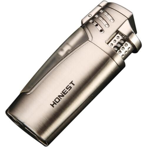 Creative Visual capacity Jet Butane Torch Turbo Cigarette Lighter Gas Inflatble Windproof 3 Flame Cigar Lighter With Cigar Tools