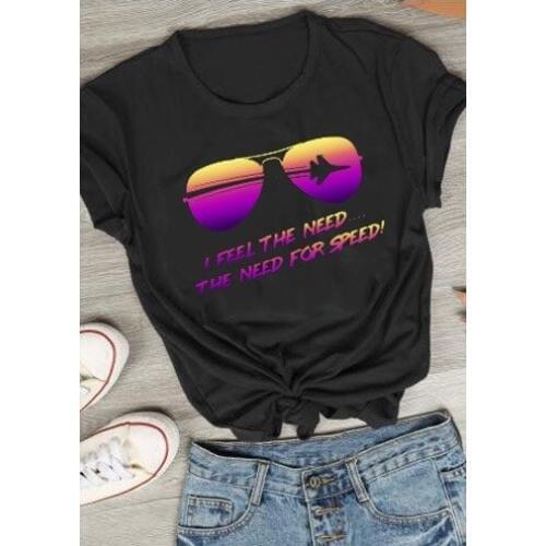 Female Tees Pullover Summer Harajuku Woman T Shirts Cool Glasses Fashion Printed Woman Tshirts