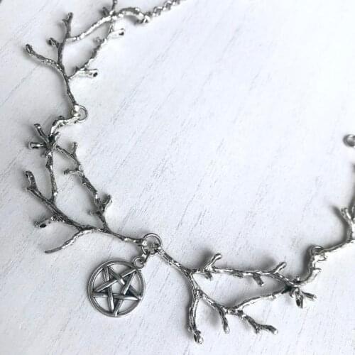 New Fashion Trends Dark Forest Branches Gothic Pentagram Pendant Wiccan Pagan Necklace Jewelry For Women Gifts