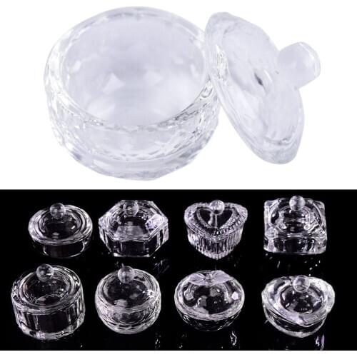 1PC Acrylic Powder Liquid Crystal Glass Dappen Dish Lid Bowl Cup Holder Manicure Equipment Nail Tool For Nail Art