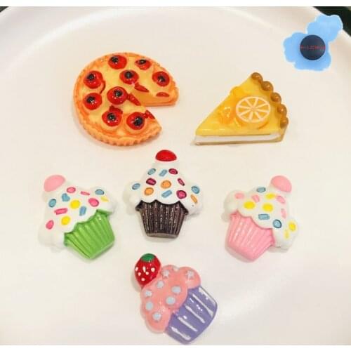 1pcs Resin Yummy Cupcake Pizza Shoes Accessories Garden Shoe Decorations For Bracelet Croc Jibz Charm Children Party Gift