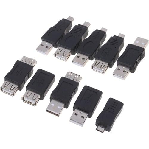 10pcs/set USB Adapter Gadgets OTG USB Male To Female Micro USB Mini Changer Adapter Converter
