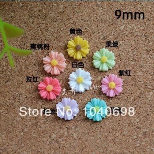 10pcs/lot Wholesale Sunflower Cabochon Resin Fashion Daisy Flower Flatback Embellishments Jewelry Making & DIY Decoration 9mm