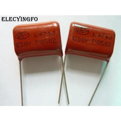 100pcs CBB 474 630V 474J CBB21 0.47uF 470nF P20 Metallized Polypropylene Film Capacitor