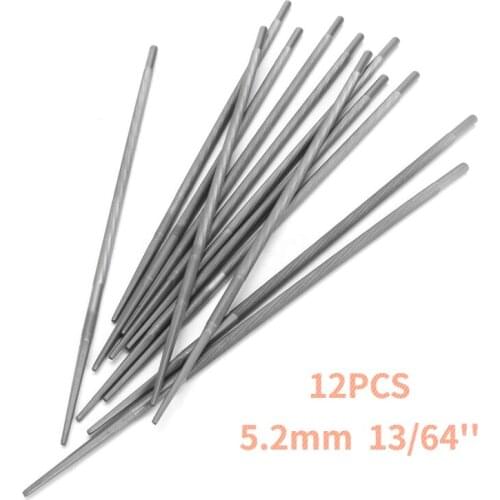 12PCS 5.2mm 13/64'' Chainsaw Round Sharpening Files Sharpener For 3/8" Chain