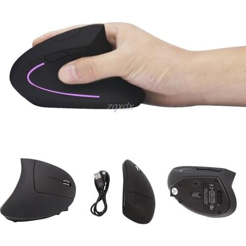 3200 DPI Wireless 6 Button 3D Scroll Wheel Breathing LED Light Laser Ergonomic Vertical Optical Mouse For PC Laptop Desktop