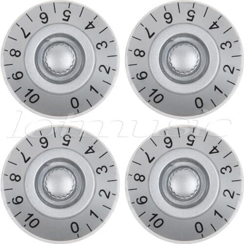 4pcs Speed Control Knobs for Electric Guitar Control Knob Silver