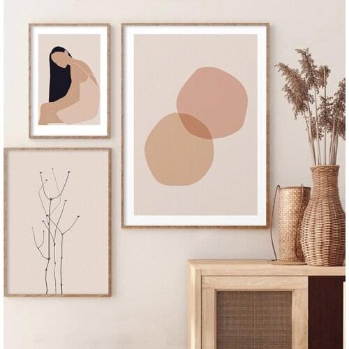 Boho Modern Abstract Geometric Graphic Texture Canvas Painting Wall Art Pictures Posters and Prints for Living Room Home Decor