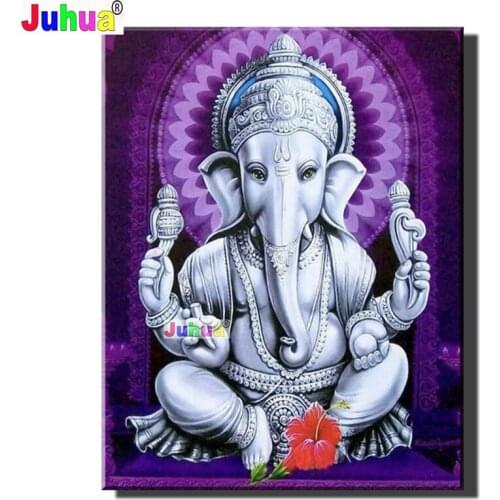 Large Religion 5D Diy Diamond Painting Cross Stitch full Square round Diamond Embroidery Ganesha Animated Gift picture Decor
