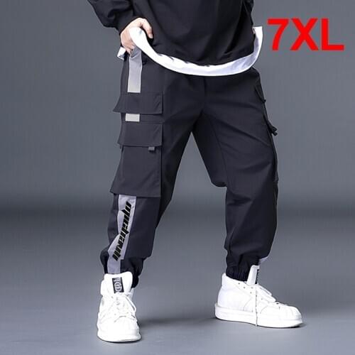 Baggy Cargo Pants Men Black Joggers Sweatpants Streetwear Fashion Trousers Male Loose Bottoms Big Size 7XL Big Pocket HX616
