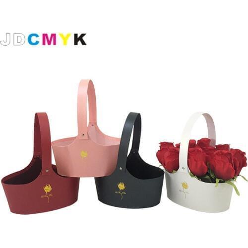 Flosrist packing gift flower box handle basket 4pcs/lot size 20x16x13cm,Christmas gift wedding party decoration gifts for guests