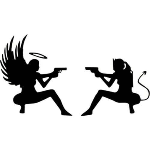 Devil Shootout Reflective Car Stickers Beauty Car Stickers Cartoon Animal Stickers 17.9x9.8cm Glue Sticker Car Body Oem Window