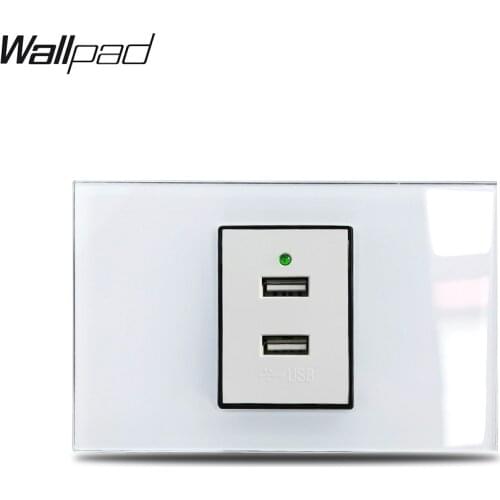 AU US Double USB Charger Socket Wallpad L3 Tempered White Glass Panel 118*75mm 3.1A Smart Usb Outlet wall AU IT IL US Plug