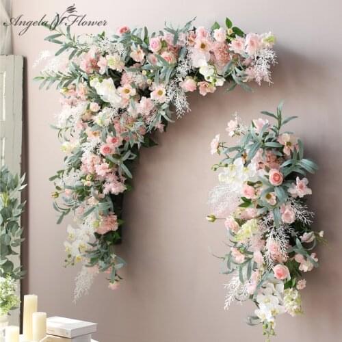 Customized Artificial Rose Corner Flower Arrangement Wedding Arch Stage Backdrop Hanging Flower wall Party Home Window Display