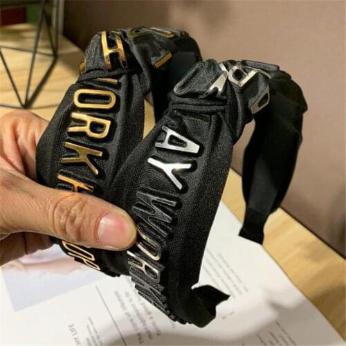 INS Hair Accessories Three-Dimensional Letters Knotted Hair Accessories Simple Ribbon Hair Hoop Fashion Pressure Hair Headdress