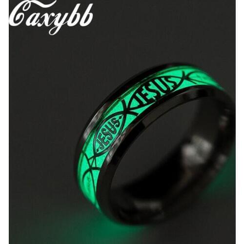 Finger Ring Luminous Love Jesus Christ Ring Stainless Steel Cross Ring Glowing In The Dark Jewelry For Women Men Engagement Ring