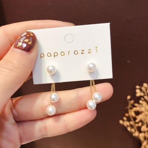 Korean Design Long Drop Earrings Cute Tassel Irregular Circle Teardrop Simulated Pearl Earrings For Women Girl Gift