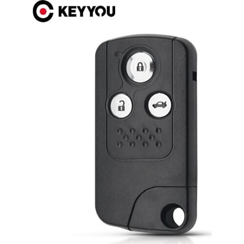 KEYYOU 3 Button For Honda Civic Accord CR-V Odyssey Remote Key Shell Key Housing Cover With Insert Key Uncut Blade