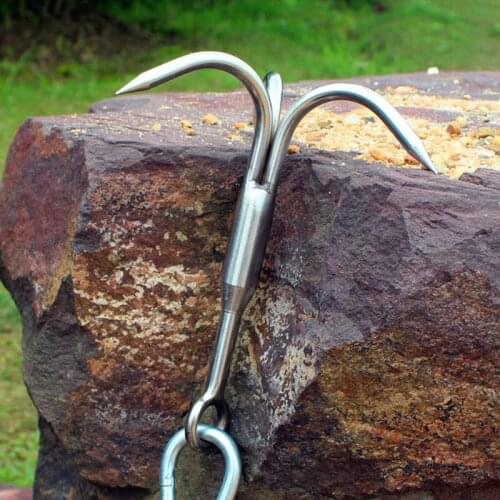 Grappling/Grapnel Hook 3-Claw Stainless Steel Tree Climbing Hook Outdoor Hiking Walking YS-BUY