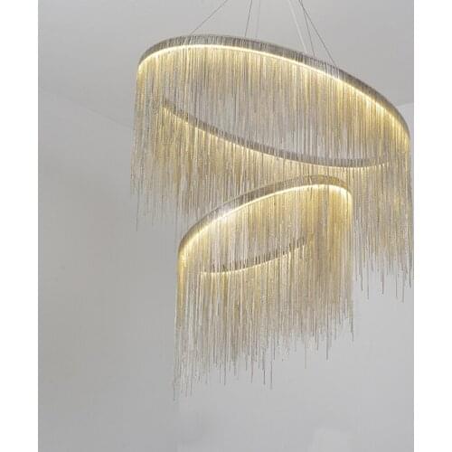 Nordic Modern Round Led Aluminum Chain Luxury Ring Chandelier For Bedroom Living Room Dining Villa Home Lighting Fixtures