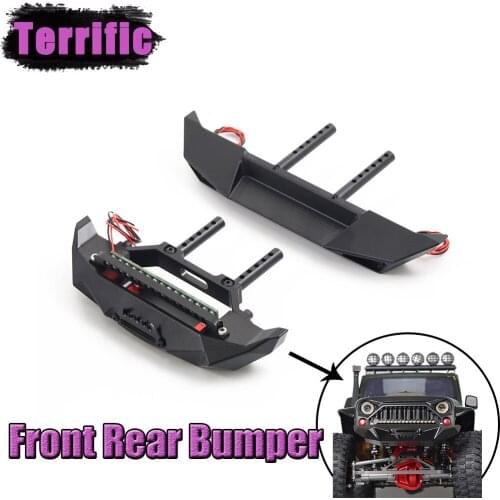 Metal Front Rear Bumper with LED Light for 1/10 RC Crawler Traxxas TRX4 RGT 86100 Axial SCX10 90046 90047